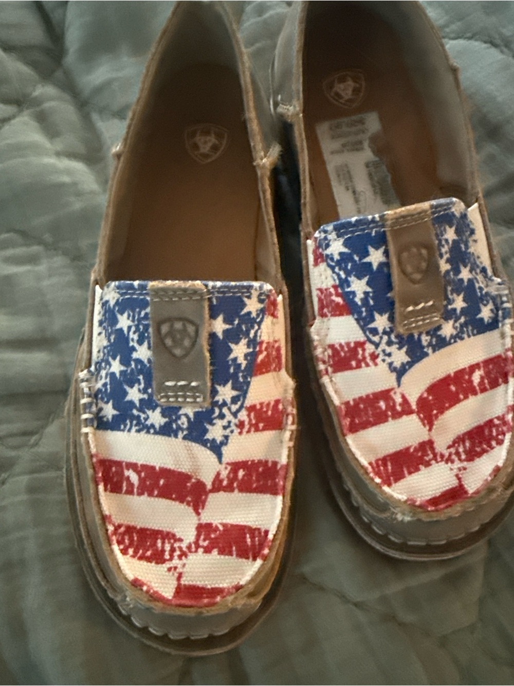Ariat Women's Slip-On Loafers in Red, White & Blue Flag Print